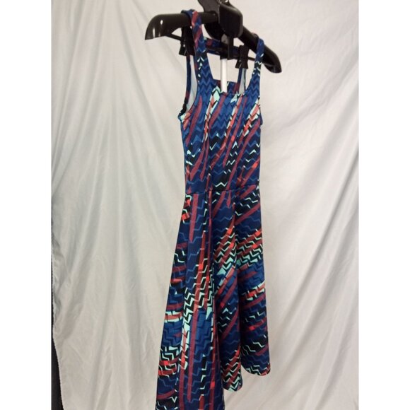 Bobeau Women's Blue Orange Strappy Zig Zag Pattern Mini Dress Siza XS - Picture 3 of 7
